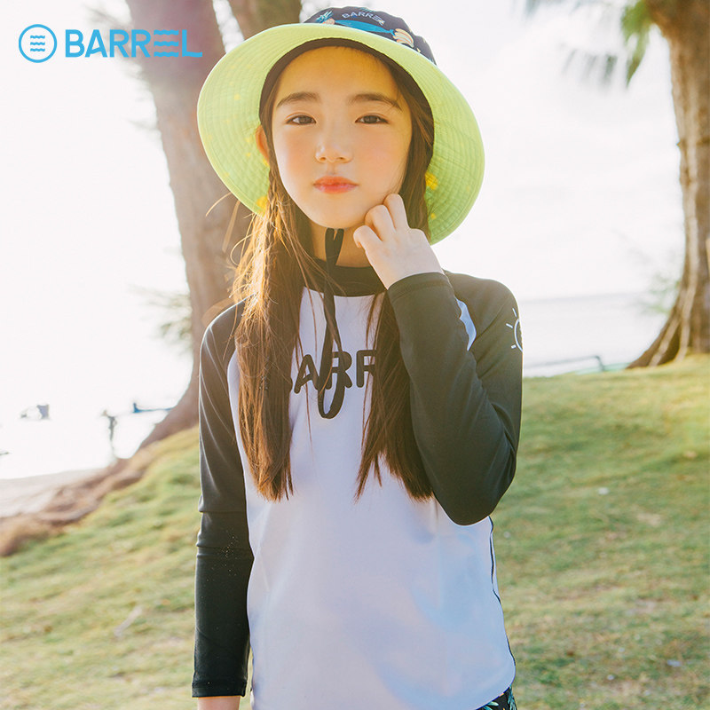 Barrel Children's Cali Sea River Resort Sun Shower Backsuit Boys and Girls Sleeve Surfing in Big Child Breakup Swimsuit