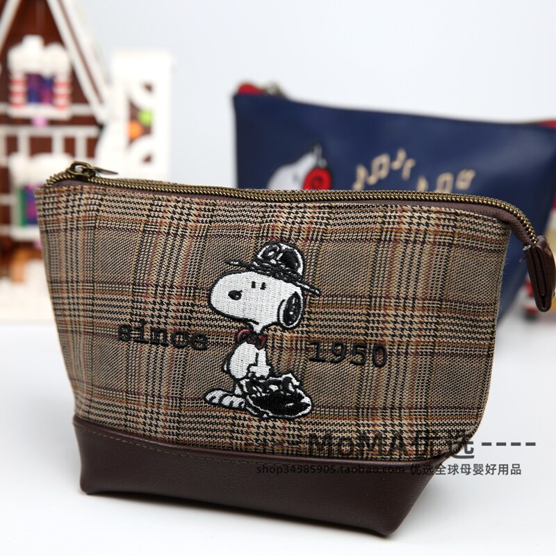Spot Japan buy back Shnuby Snoopy limited retro washout Makeup Collection Travel Portable Hand Grab Bag