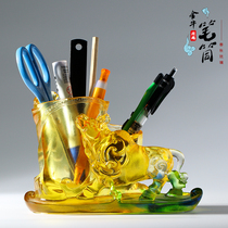 Liuli Wufu Niu Pen Holder Office Desktop Ornaments Boss Teacher Birthday Gift Mens Creative Fashion Nordic