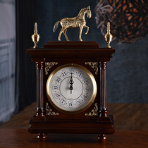 European style clock mechanical solid wood living room retro clock luxury table clock Chinese watch ornaments clock