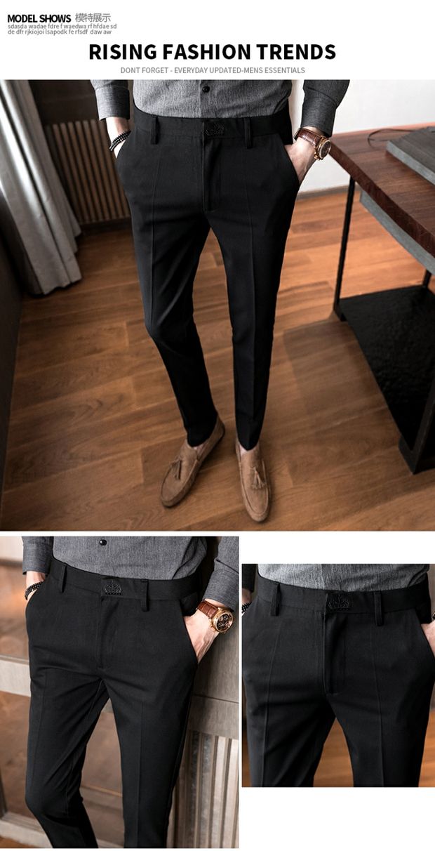 Mùa thu quần lửng nam quần lửng mỏng phù hợp với quần chân suit nam