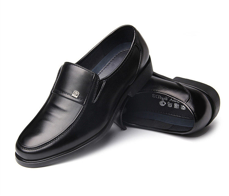 Men's Leather Shoes Dad Flat Business Formal Dress Set Feet Non-slip Bright Work Men's Suit Casual Large Size Shoes