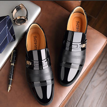 Mens leather shoes flat business dress sleeve anti-slip light working mens suit casual large-scale shoes flat heel