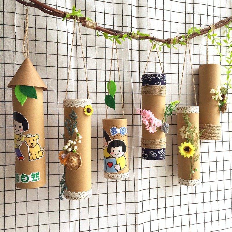 Kindergarten Ring-wound paper cylinder hanging decoration hall Classroom Placement Diy material Mori series Wind decoration Air Hanging Decoration Corridor
