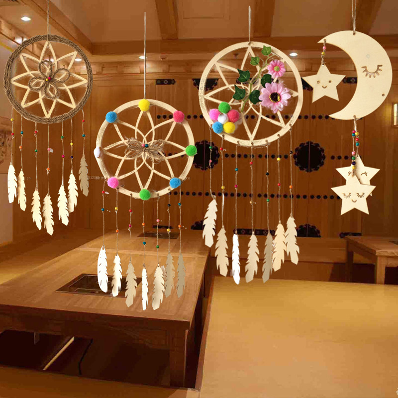 Department of Mori Creative Diy Dreams Nets Hanging Decorations Wind Bells Kindergarten Classroom Indoor Ring Creations Wood Board Hanging Decoration Veranda
