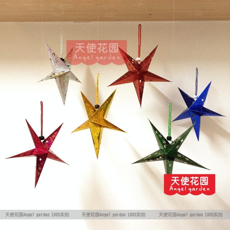 Kindergarten Adornment Festival Hanging Accessories Classroom Stairway Hallway Stars Hanging Accessories Solid Gleaming Pentagram Hang