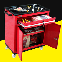Old a double door drawer type tool cart multifunctional workshop mobile small trolley auto repair tool cabinet hand push box