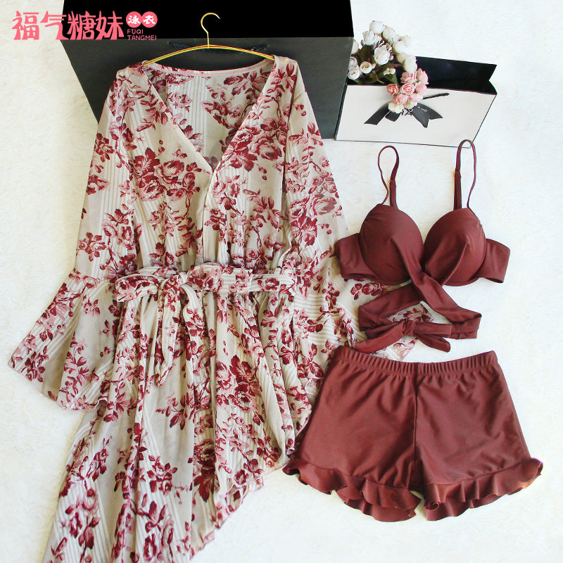 Large Size Swimsuit Women's Summer Two Style South Korea Ins Wind Sexy Three Sets Conservative Display Slim Cover Shirt Spa Swimsuit