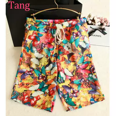 Couple swimsuit men's swimming trunks five-point shorts soak hot spring plus fat holiday can go into the water quick dry beach pants