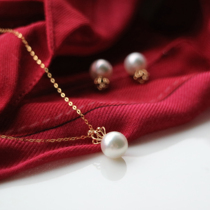 18K gold diamond small crown sea water Pearl shiny necklace CC jewelry Jia Princess fan sweet temperament choker