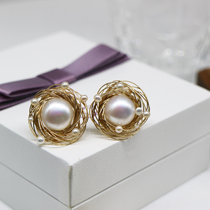 Hepburn style retro simple fresh water strong light pearl ear clip without ear hole elegant temperament painless handmade earrings