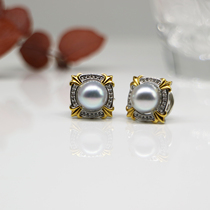 European style vintage silver short Palace exquisite pearl Joker ear clip painless mosquito cones earrings