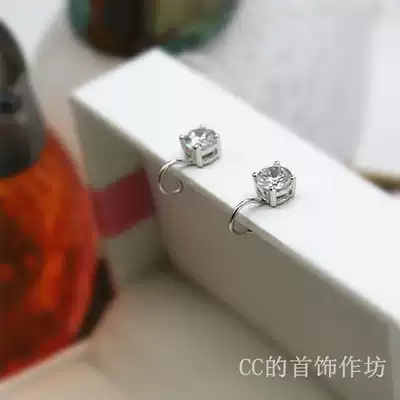 925 silver inlaid zircon shiny hundred ear clip CC jewelry workshop anti-allergic handmade mosquito coil ear ornaments