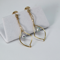 Zhen Du Ma Baroque Pearl leaf ear clip CC ornaments Jia no ear hole painless temperament ear ornaments