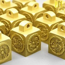 Pure copper seal four-sided beast square the god of the righteous spirit good feng shui retro name Seal Square