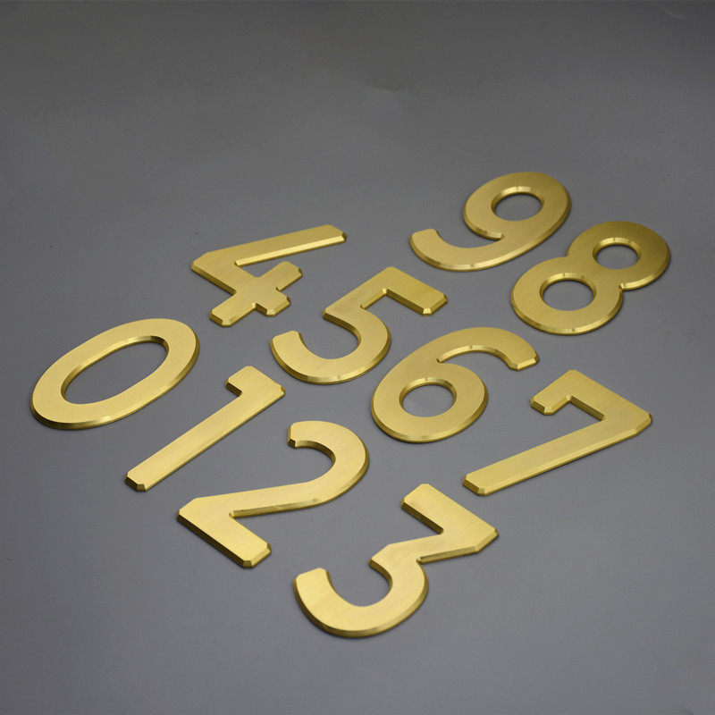 Nordic brass house number custom personalized hotel home room high-end number self-adhesive light luxury villa digital sticker