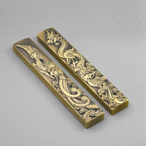 Longfeng Xiangyun Huangtong Zhenzhen Wen Fang four treasures brush calligraphy copper paperweight creative press paper a pair of lettering gift box