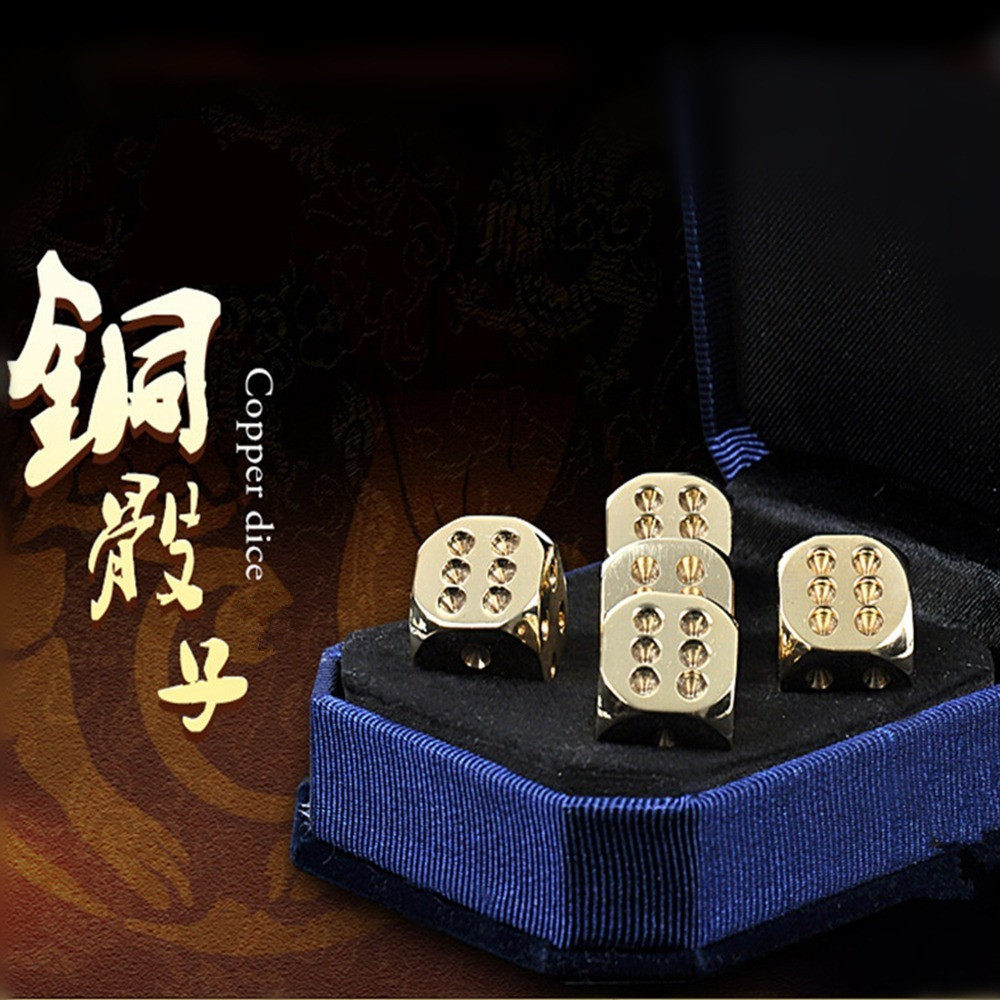 Retro Brass Lingo Dice Anh Red Bean Diy Mahjong Sifted Son KTV Bar Thrower Metal Dice Dice