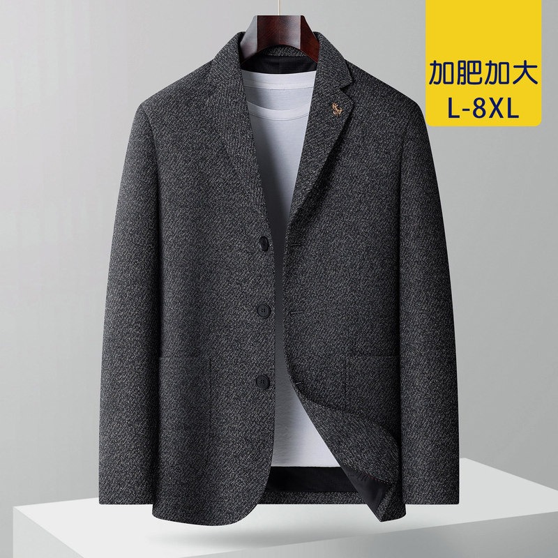 Plus-Size Men's Blazer 2026 New Spring and Autumn Extra Large Fat Man Business Casual Three-Button Suit Trendy