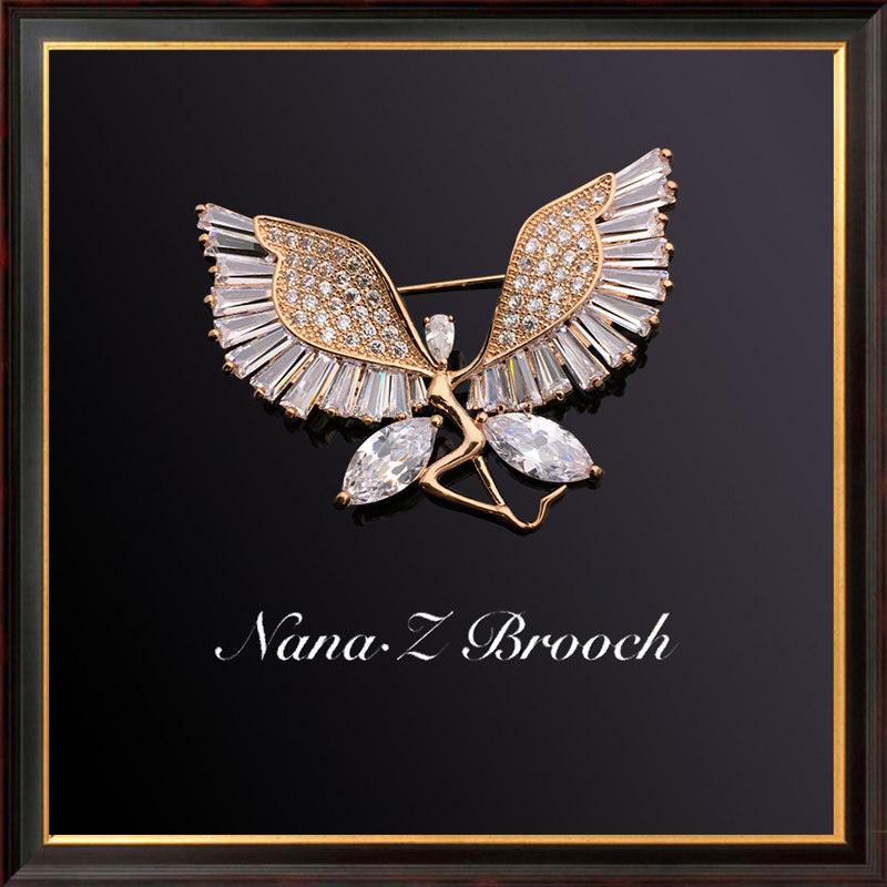 Na Ridot Zircons Stone Angels Butterfly Brisket Chest of flowers Don't pin women upscale luxurious coat Western-style clothing Insect Accessories