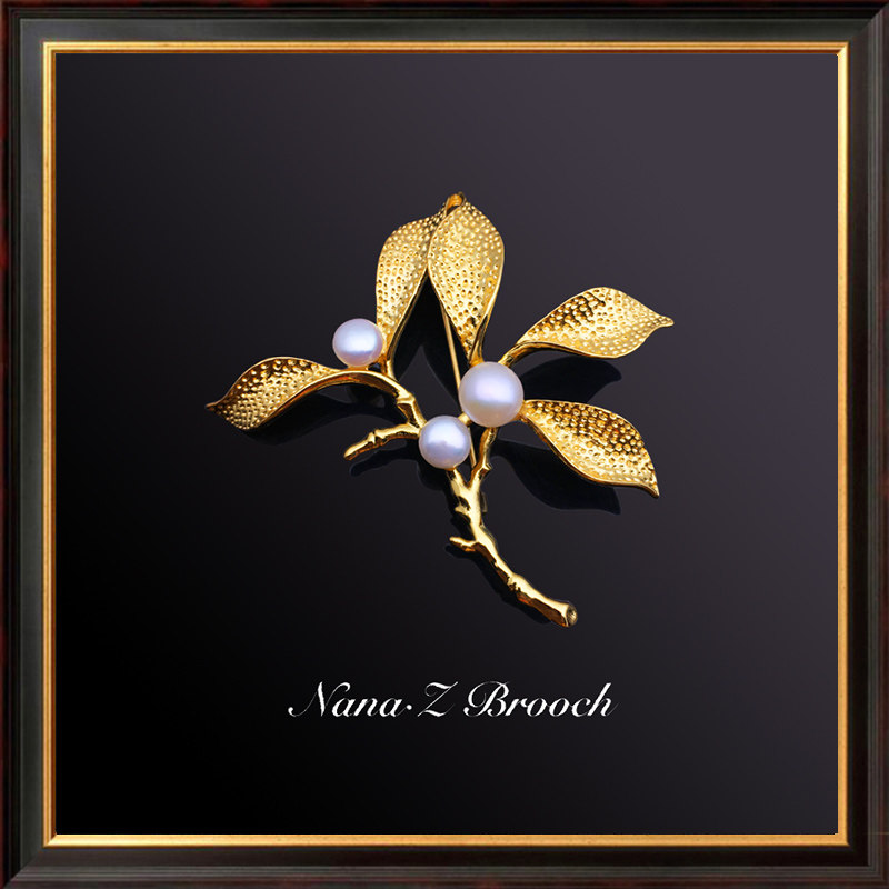 nanaz brooch leaf gold brooch brooch pin high-end female Korean luxury atmosphere accessories simple