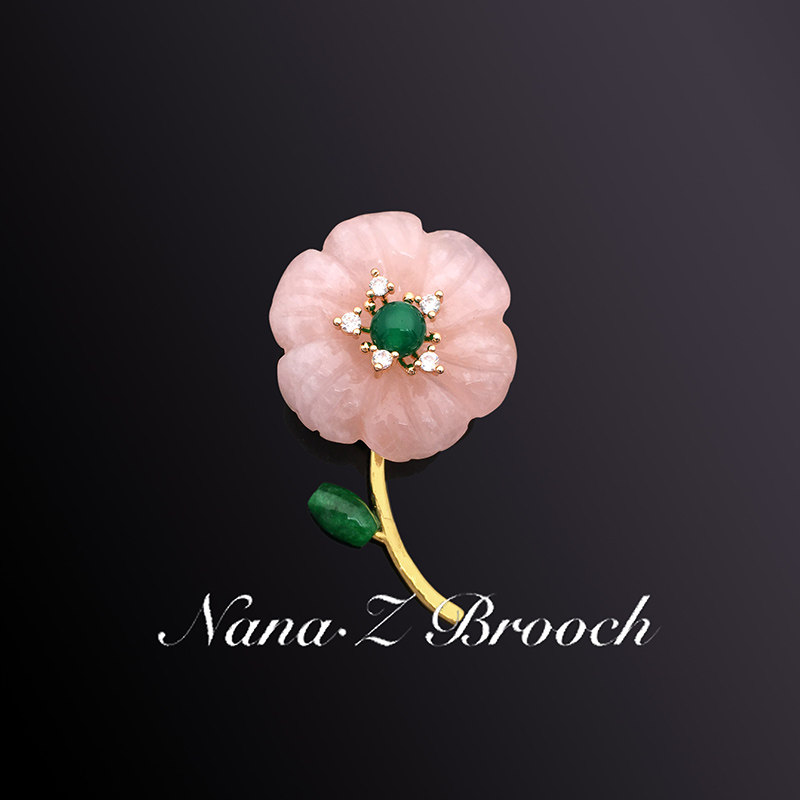 Nana's natural Madagascar powder crystal Chinese style brooch corsage pin women's cheongsam accessories high-end