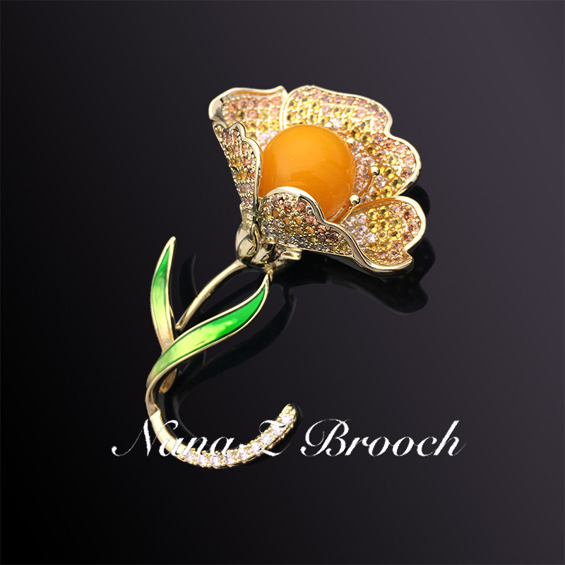 Beeswax bead flower brooch high-end female corsage brooch Korean luxury atmosphere suit accessories simple - Taobao