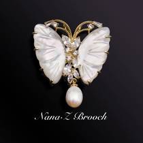 Natural pearl bay shell butterfly nanaz fashion Japan-ROK great clothes brooch brooding brooch and female atmosphere upscale spot