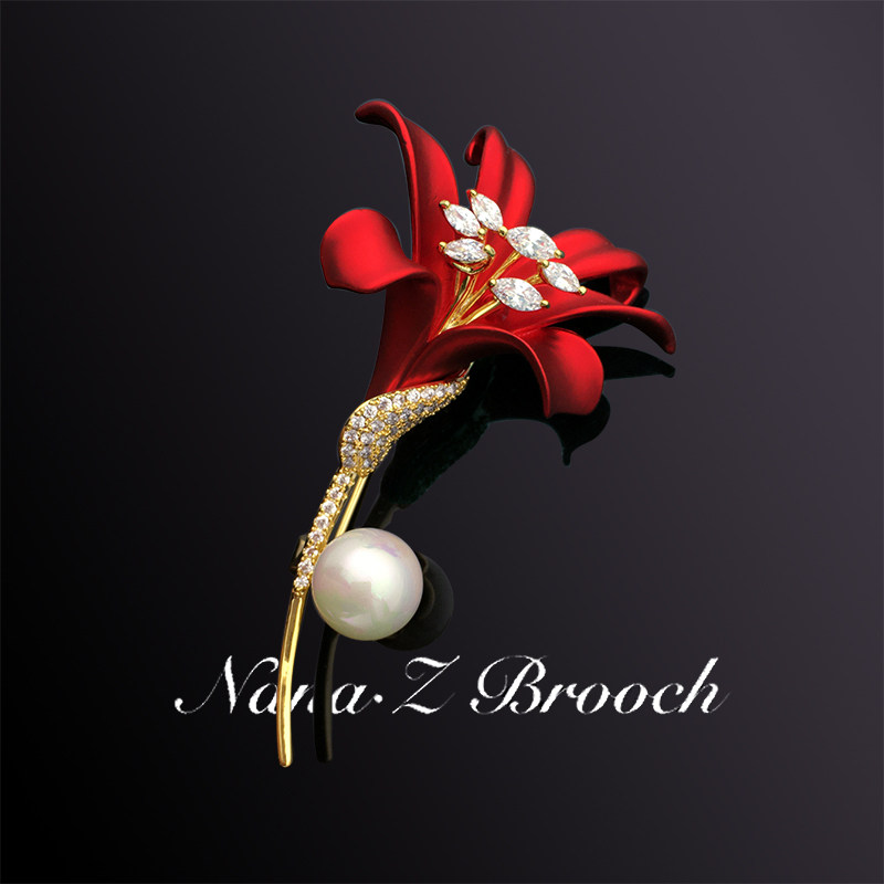 娜丽朵朵nanaz brooch红百合花束胸针胸花别针女日韩气质百年好合