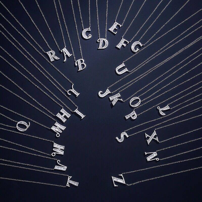 English alphabet necklace S925 pure silver net red crowd kleptocrack wife travel with custom name pendant