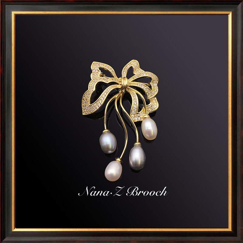 Natural freshwater pearl brooch brooch pin female Korean luxury atmosphere high-end simple temperament Japanese cute