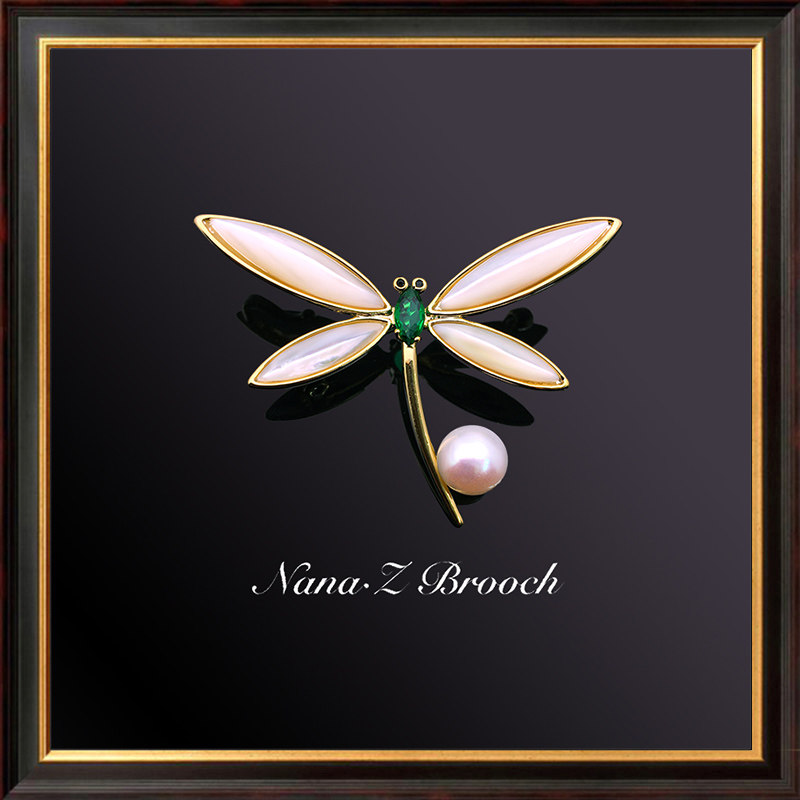 Natural Pearl Bay Shell Dragonfly Brooch Brooch Brooch Brooch Female South Korea Luxurious Upscale Suit Accessories