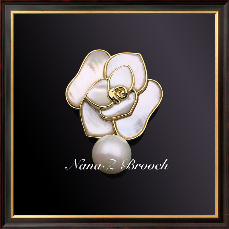 Na Lido's white mountain tea flower brooch brooch brooch and female upscale Mother's Day gift