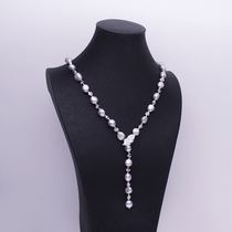 Natural Baroque Grandma Grey Pearl style evening dress with dress necklace sweater chain Fashion 100 lap