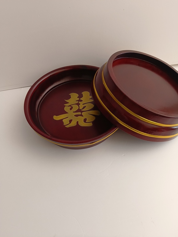 Solid Wood Pastry Tray, Dowry Tray, Wedding Tray, Double Happiness Couple Tray, Cake Tray, Traditional Serving Wooden Tray