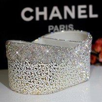 High-grade diamond-set rhinestone desktop storage box Mobile phone stationery remote control cosmetics finishing box Glove box