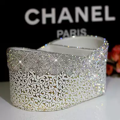 High-grade diamond rhinestone desktop storage box mobile phone stationery remote control cosmetics finishing box glove box