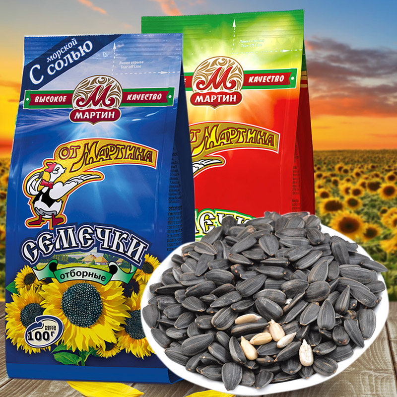 Russia imported melon seeds, small sunflower seeds, original flavor, salt-flavored roasted seeds and nuts, new year goods, sugar-free casual snacks, crispy