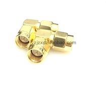 RF pure copper gold-plated SMAJJW male-to-male curved 90-degree inner screw inner needle to inner screw inner needle coaxial adapter