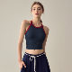 Color block yoga vest women's threaded fixed cup running shockproof sports bra outer wear training I-shaped fitness bra