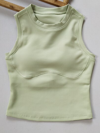 Threaded quick-drying breathable slimming fitness outer wear new one-cup shockproof running sports vest women's yoga clothing