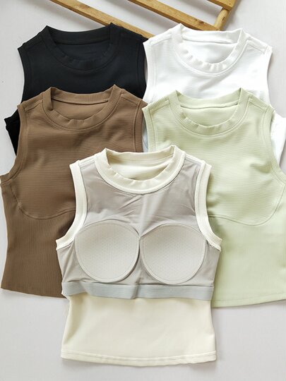 Threaded quick-drying breathable slimming fitness outer wear new one-cup shockproof running sports vest women's yoga clothing