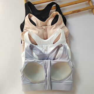 Front Zipper Makes It Super Easy to Wear~ Youthful Color Scheme, High Aesthetic Zipper Sports Vest, Shockproof Integrated Cup Bar