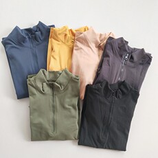 Одежда для фитнеса 质感软顺 秋冬款健身上衣女弹力半拉链运动t恤跑步紧身瑜伽服长袖