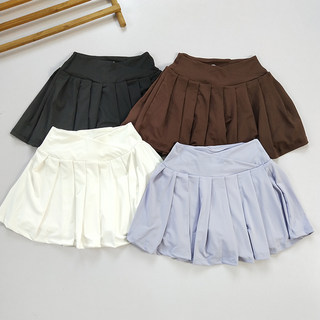 Outdoor Sports Fitness Shorts for Women, Fake Two-Piece, Anti-Exposure, High-Waisted Pleated Skirt, Quick-Drying, with Pockets, Yoga Skirt