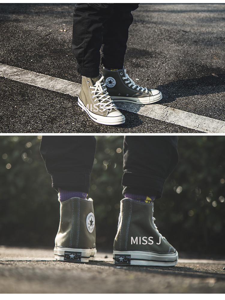 Converse Converse 1970S giày vải Samsung tiêu chuẩn quân đội màu xanh lá cây cao giày nam 162052C - Plimsolls giày thể thao juno
