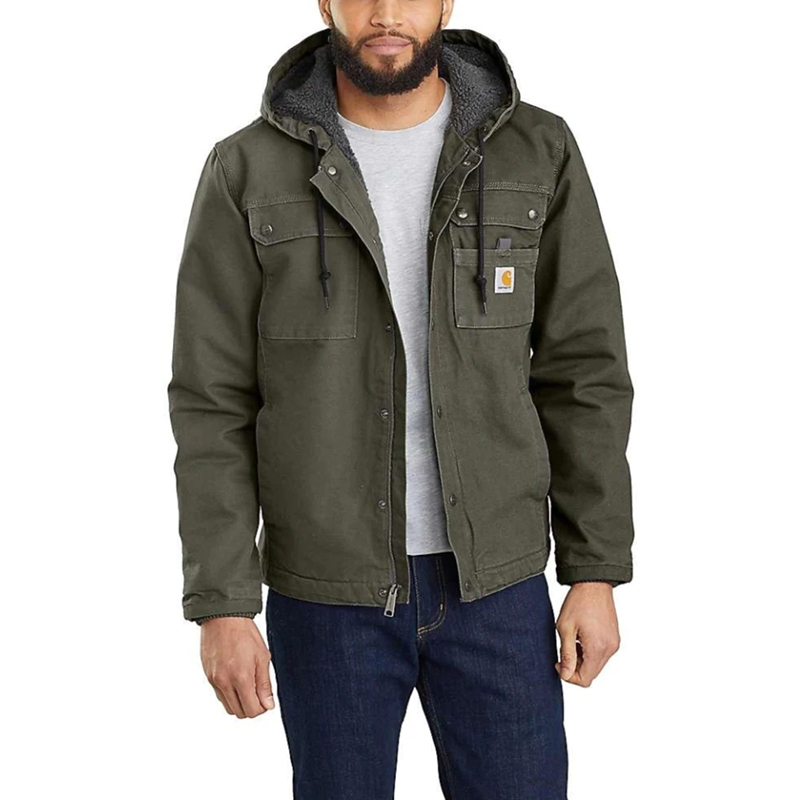 Carhartt Lamb Fleece Hooded Thickened Washed Fleece-Lined Polar Fleece Sweatshirt Jacket 103826