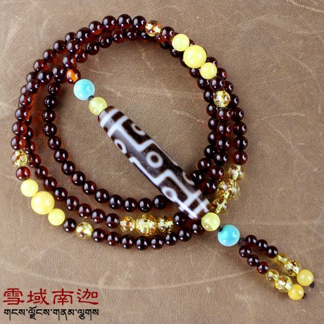 Tibet Nine-Eyed Dzi Beads 5 5MM Natural Amber Blood Amber Beeswax Raw Turquoise Treasure Dzi Beads Necklace Pendant