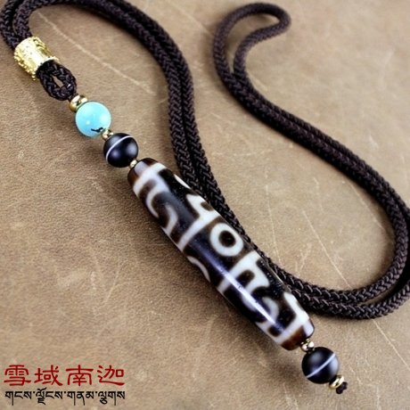 Tibet natural chalcedony old mine high purity lotus master punished the three circles of Heaven beads send natural turquoise pharmacist beads pendant