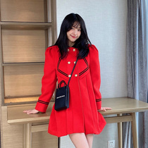 Navy mobilization autumn and winter womens suit new coat French small man red woolen coat spot